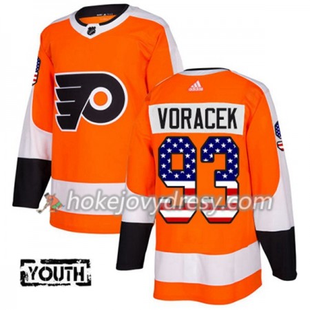 Dětské Hokejový Dres Philadelphia Flyers Jakub Voracek 93 2017-2018 USA Flag Fashion Oranžová Adidas Authentic